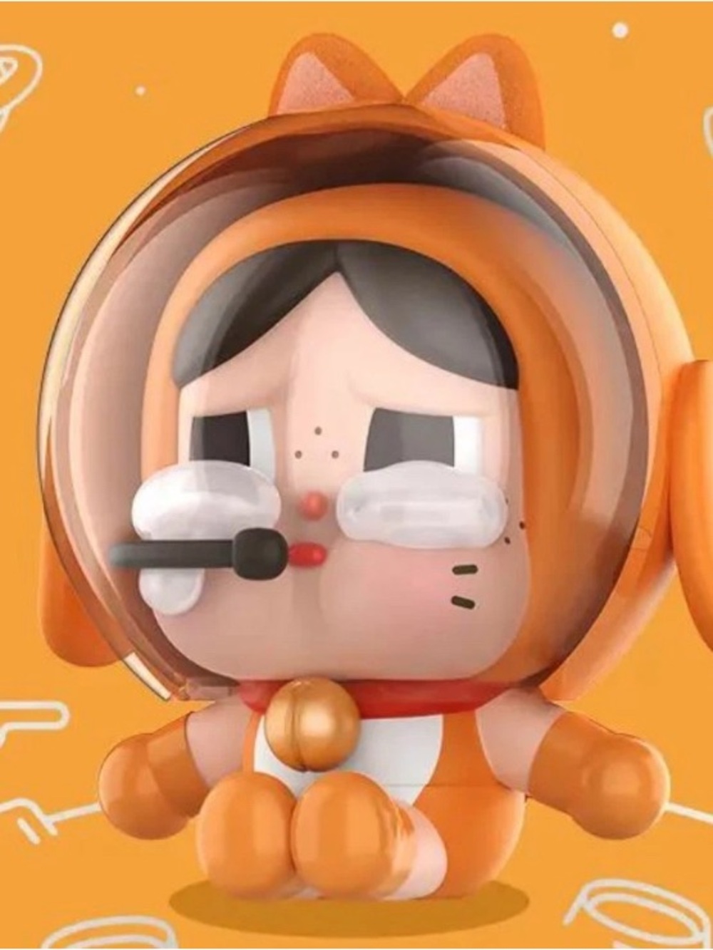 Pop Mart - Crybaby Sitting Space Cat - Orange, Limited Edition Hang Card Figure